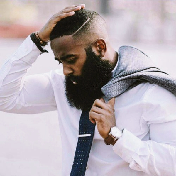 black men beard, black men with beard and pompadour haircut